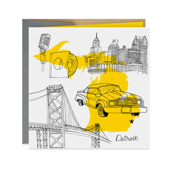 Detroit Sketched Icons Blank Card, , large image number 1