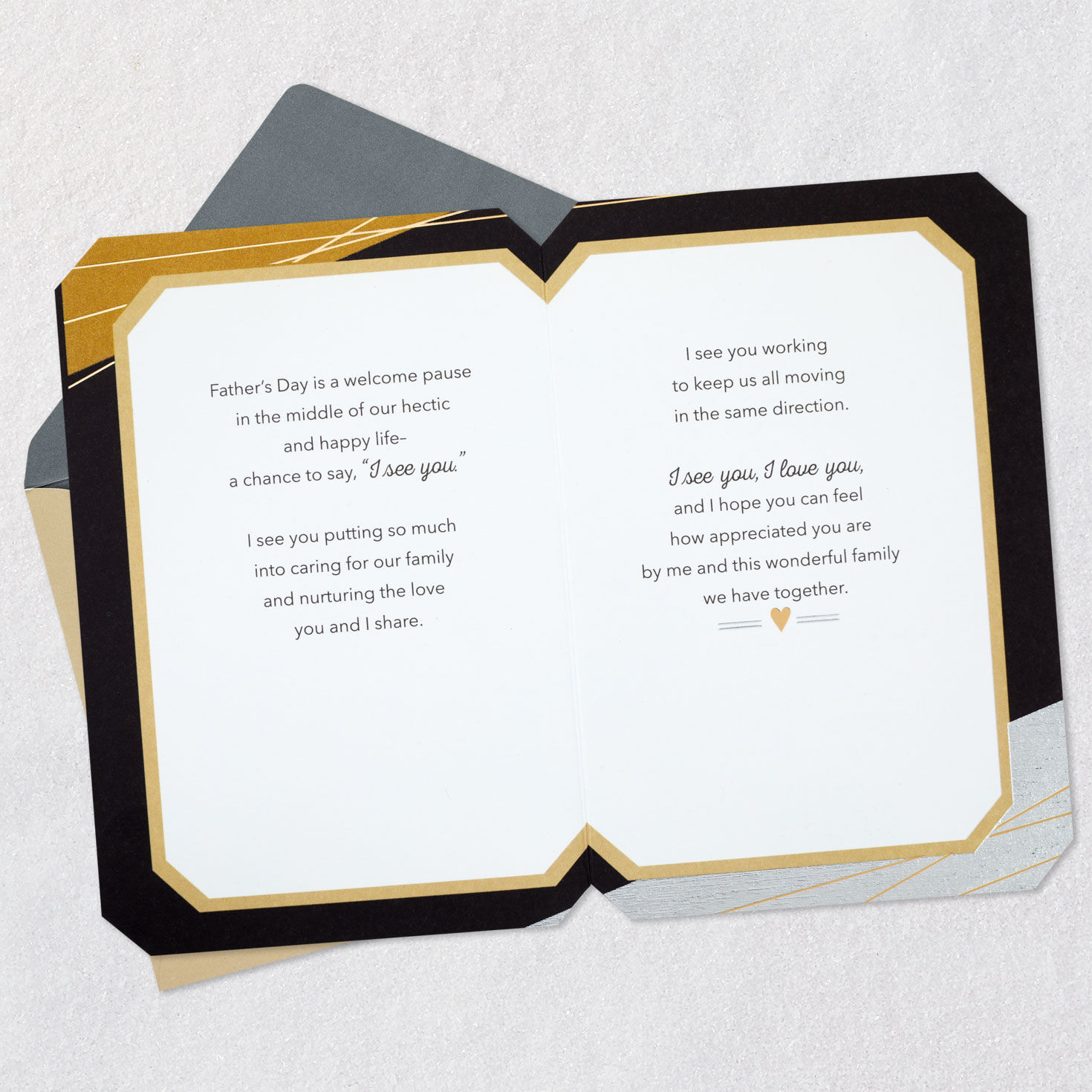Silver, Gold and Black Father's Day Card for Husband Open Card with Envelope image number 4