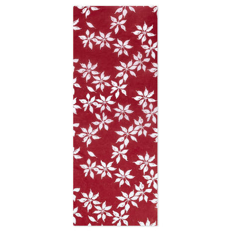 Poinsettia Print on Red Tissue Paper, 6 sheets, , large