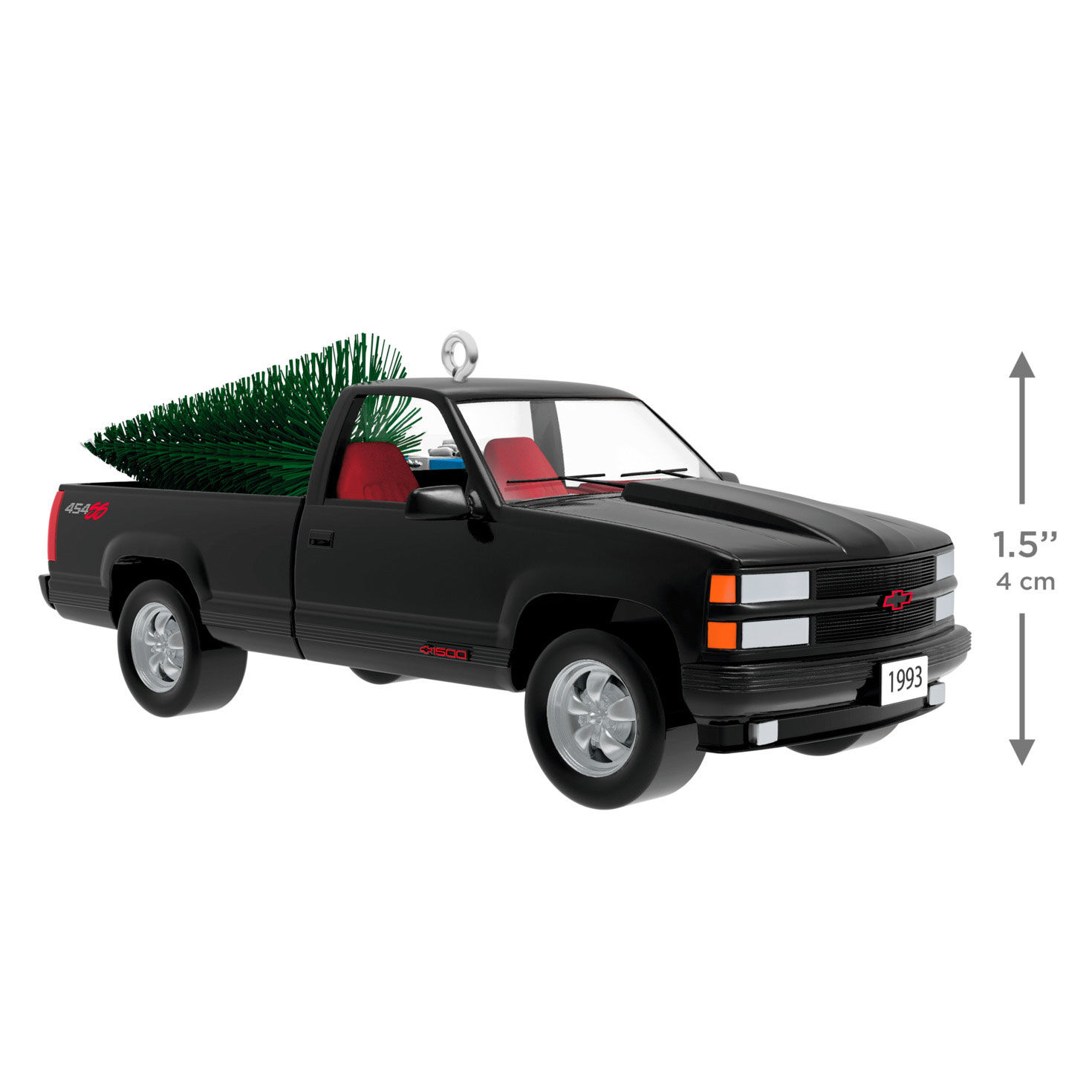 Black Chevy Truck With Tree Keepsake Ornament measurement image number 3