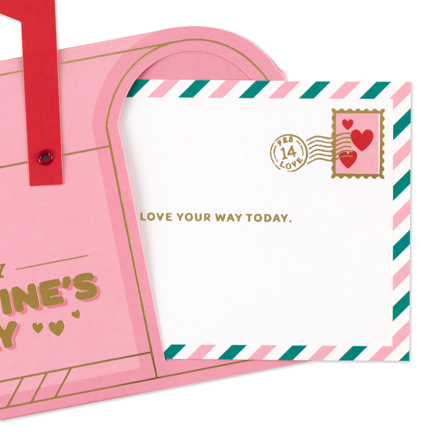 Pink Mailbox Papercraft Valentine's Day Card Card Front Detail image number 6