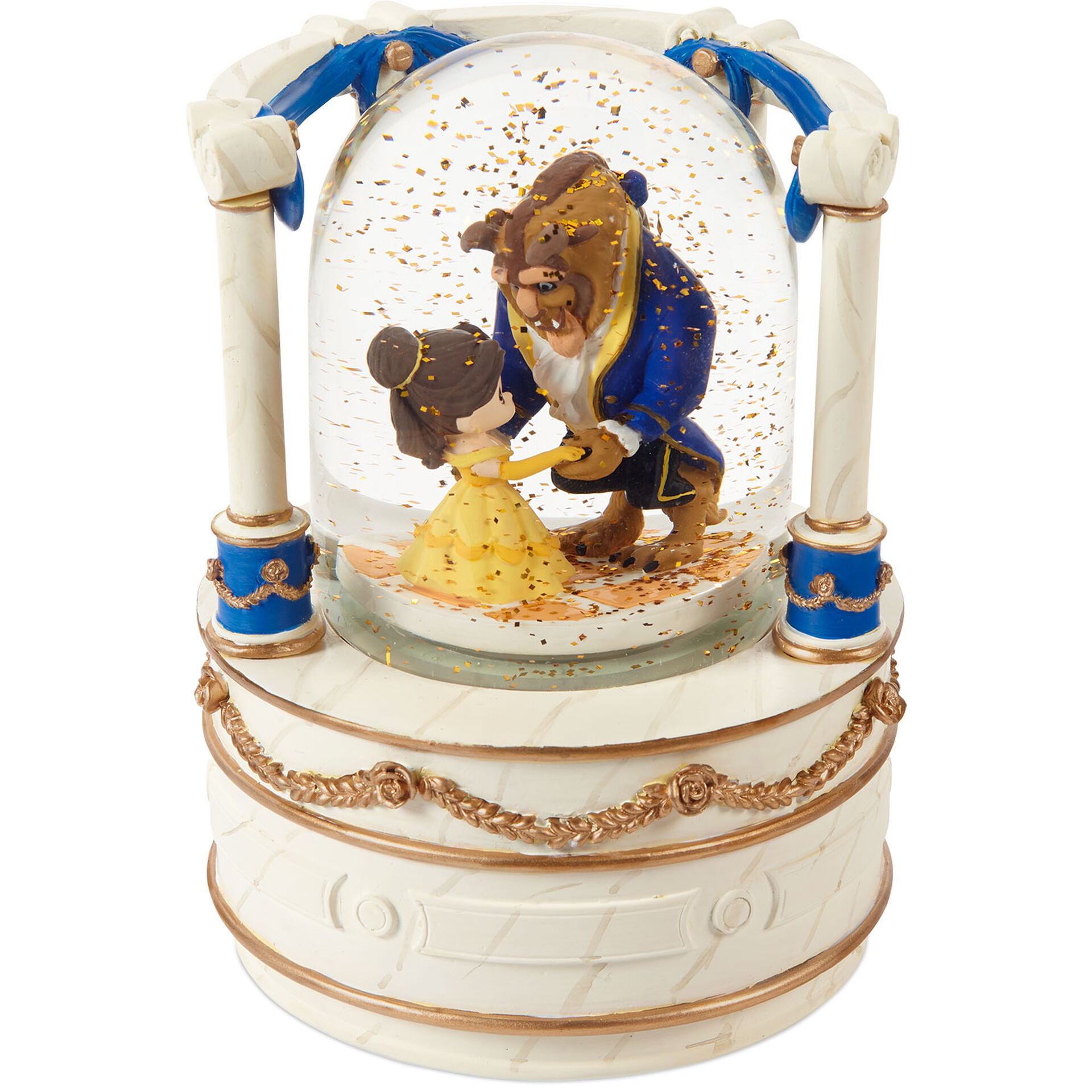 Precious Moments Disney Beauty And The Beast Musical Snow Globe 6 Figurines Hallmark