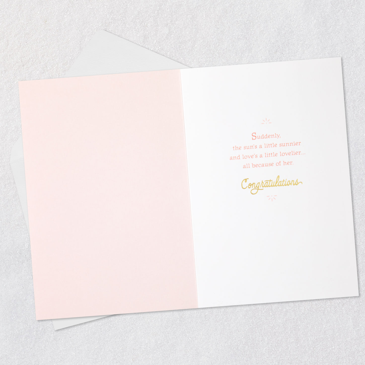 Ornate Pink Flowers New Baby Congrats Card Open card with envelope image number 3