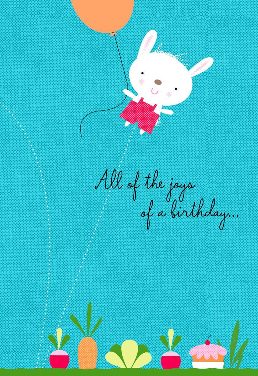 Bunny With Balloon Birthday Card
