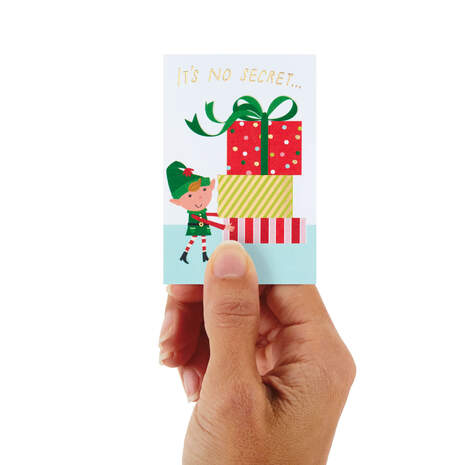 3.25" Mini Elf With Presents Christmas Card, , large
