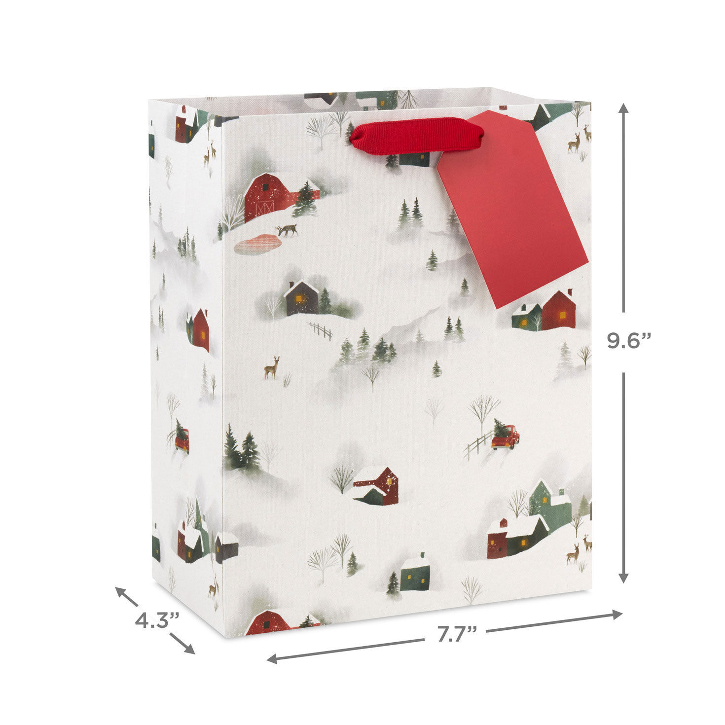 Snowy Country Scenes Medium Holiday Gift Bag measurement image number 3