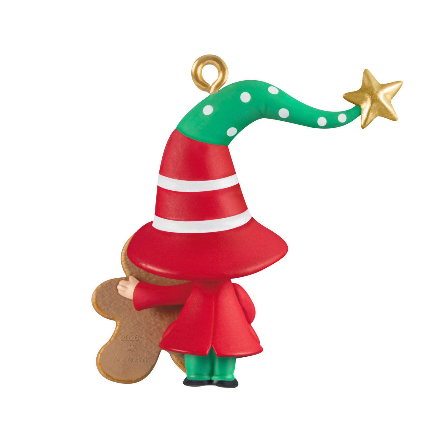 Girl Gnome With Gingerbread Cookie Keepsake Ornament Back image number 2