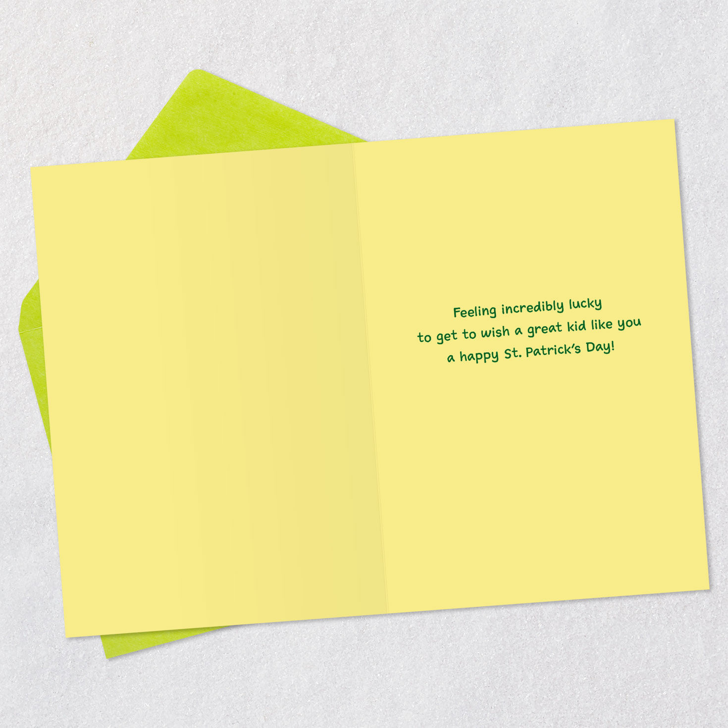 St. Pats Icons on Green Kids St. Patrick's Day Card Open card with envelope image number 3