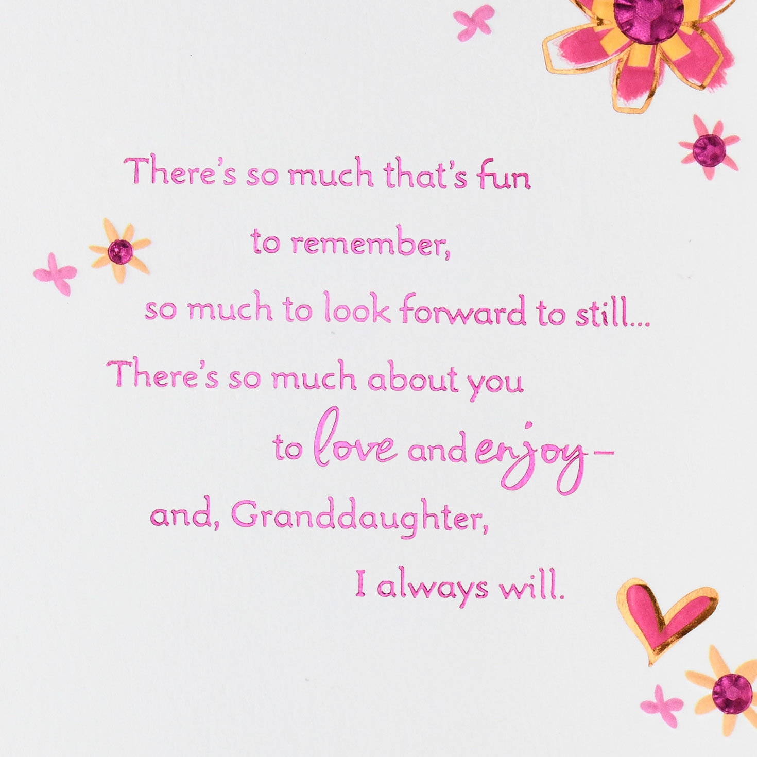 Birds, Flowers and Hearts Granddaughter Birthday Card sentiment image number 3