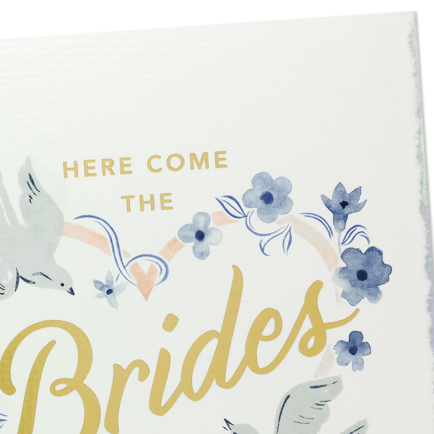 Doves and Floral Heart LGBTQ Wedding Card for Two Brides Card Front Detail image number 4