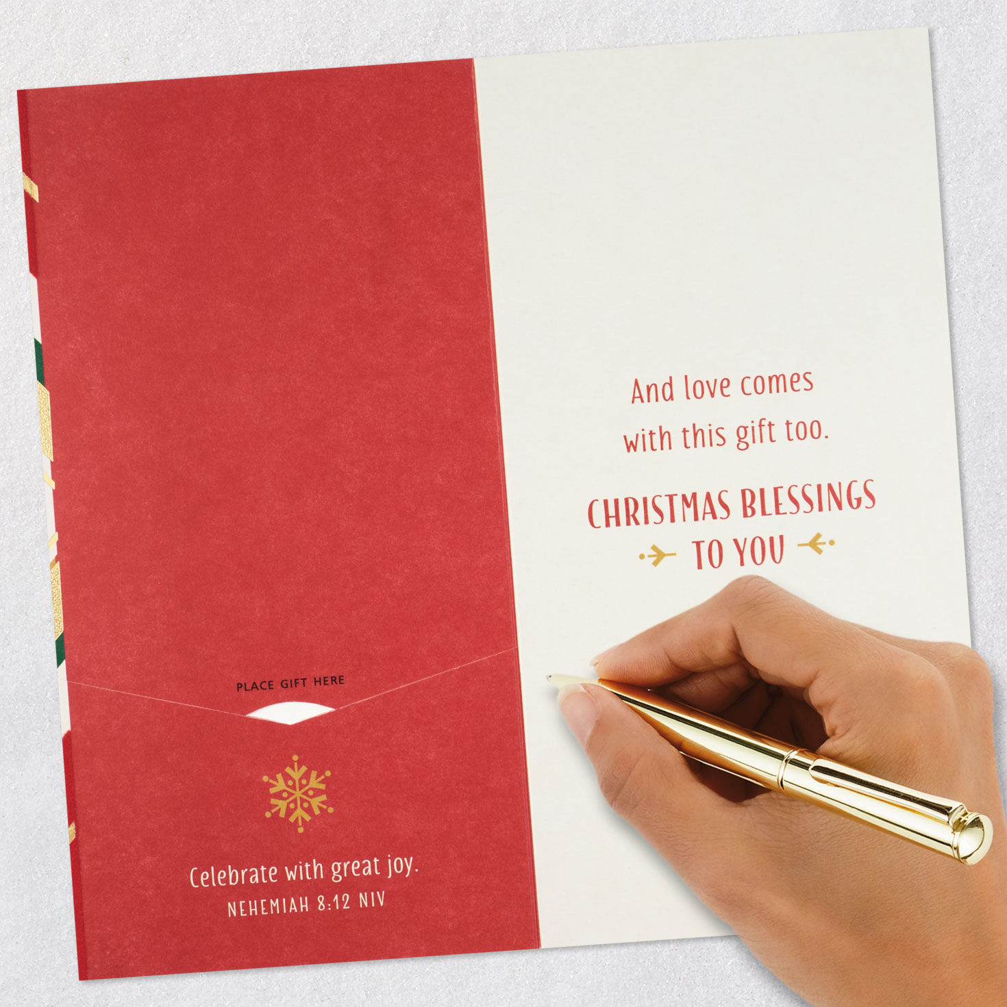 Geometric Religious Money Holder Christmas Card signing card image number 8