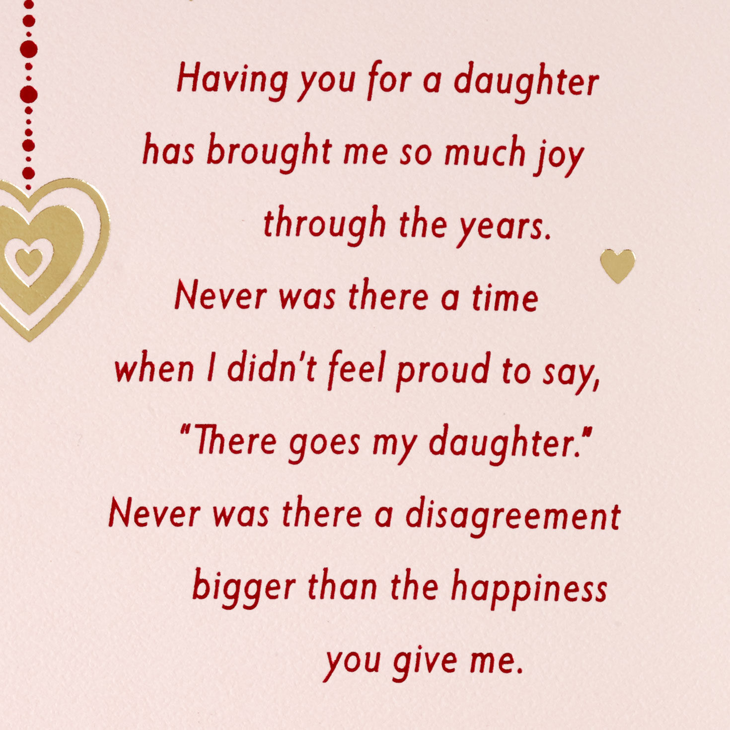 Red and Gold Hearts on Pink Daughter Valentine's Card sentiment image number 2