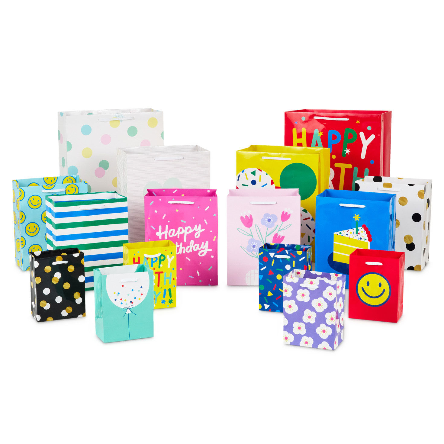 Birthday, Baby and All-Occasion 16-Pack Assorted Gift Bags