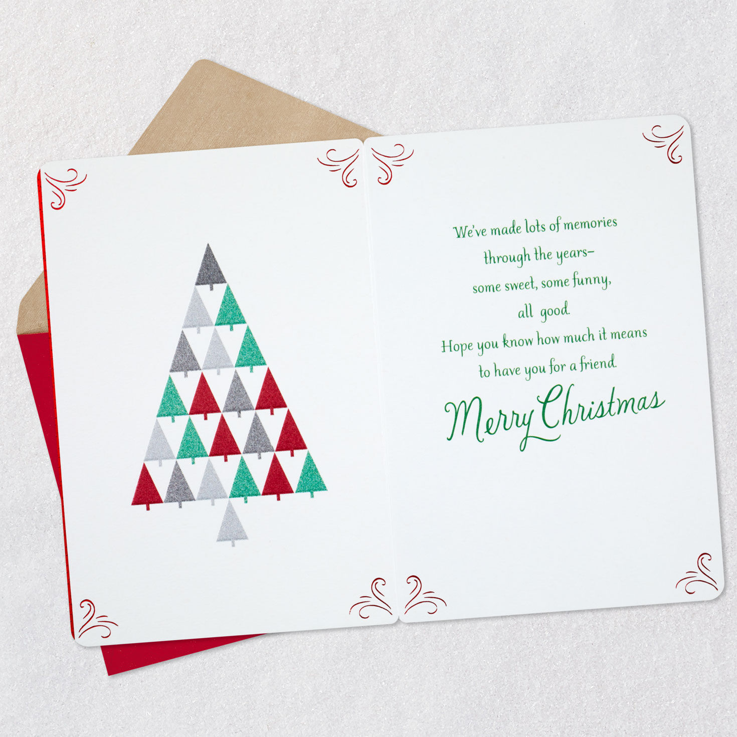 Two Coffee Cups Christmas Card for Friend Open card with envelope image number 3