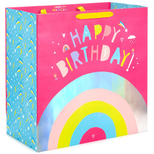 15" Happy Birthday Rainbow Extra-Deep Birthday Gift Bag, 