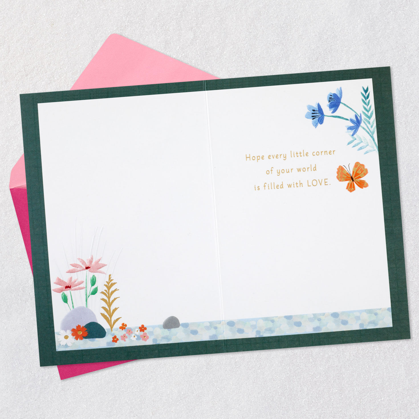 Flowers and Butterfly Cloche Mother's Day Card Open card with envelope image number 3