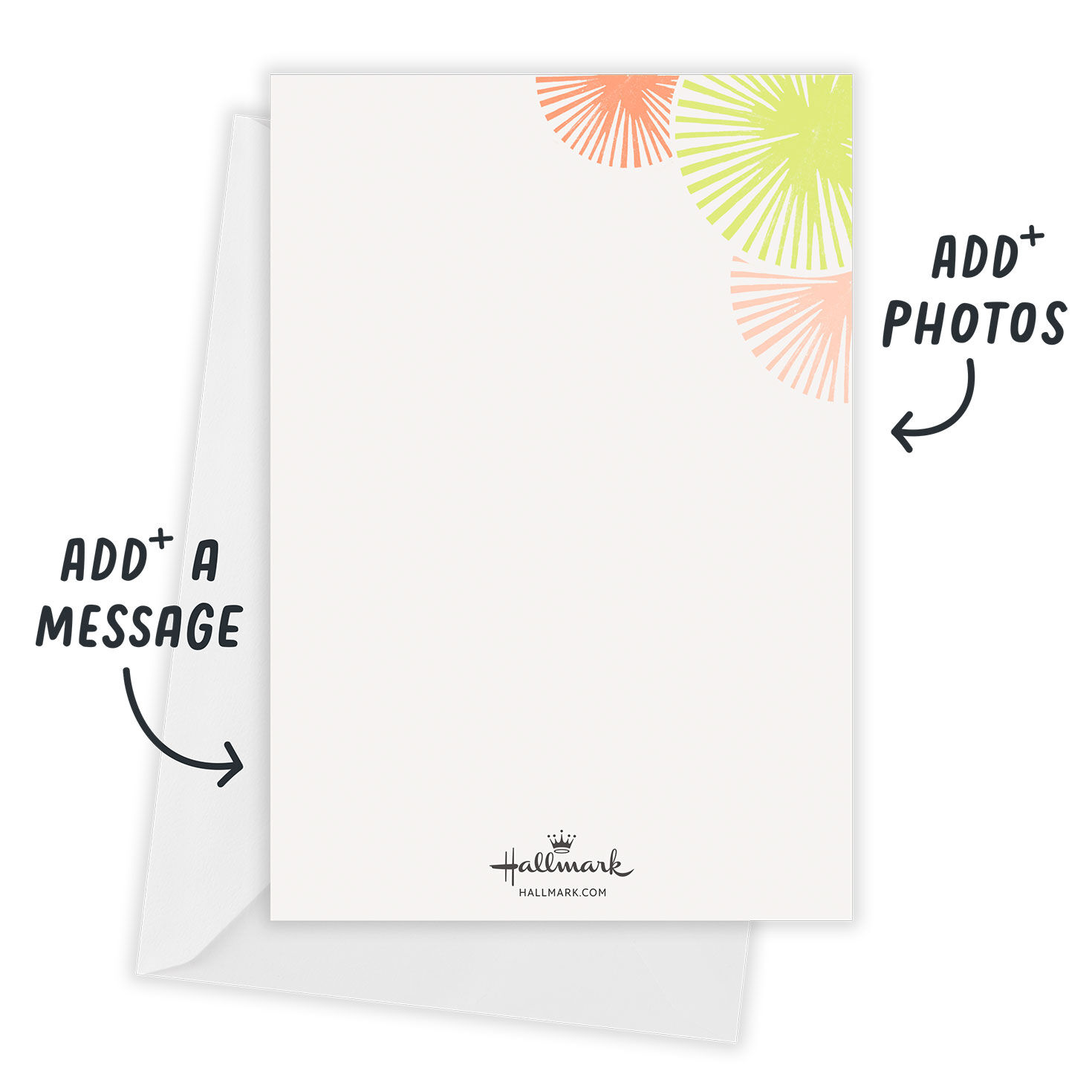 Modern Starbursts Personalized Party Invitation Card back with Envelope indicating personalization image number 3