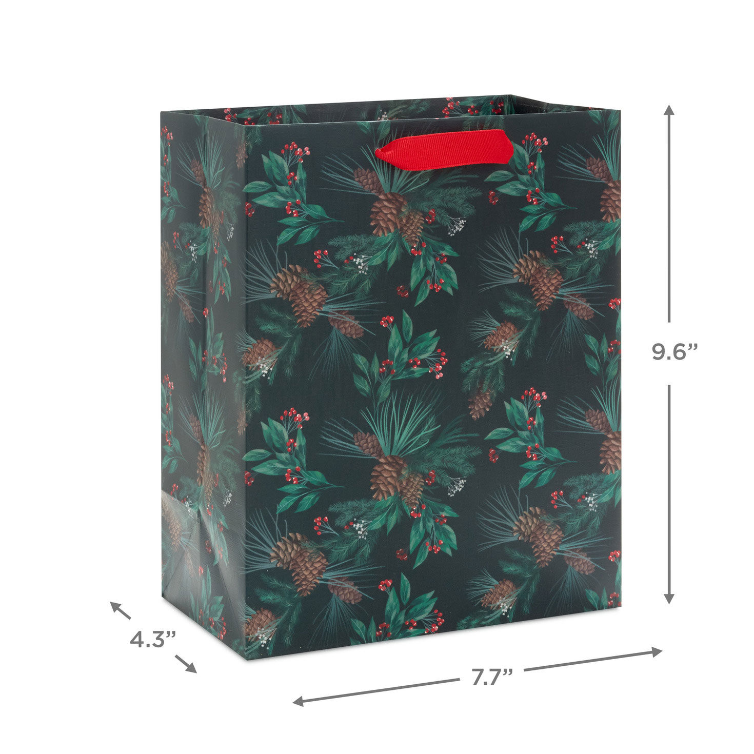 Pinecones and Berries Medium Holiday Gift Bag measurement image number 3
