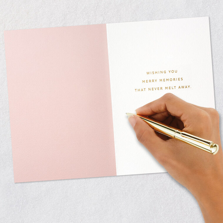 Snowman on Blush Pink Christmas Card Signing card image number 7