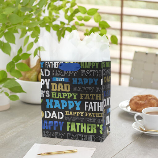9.6" Happy Father's Day Medium Gift Bag With Tissue, 