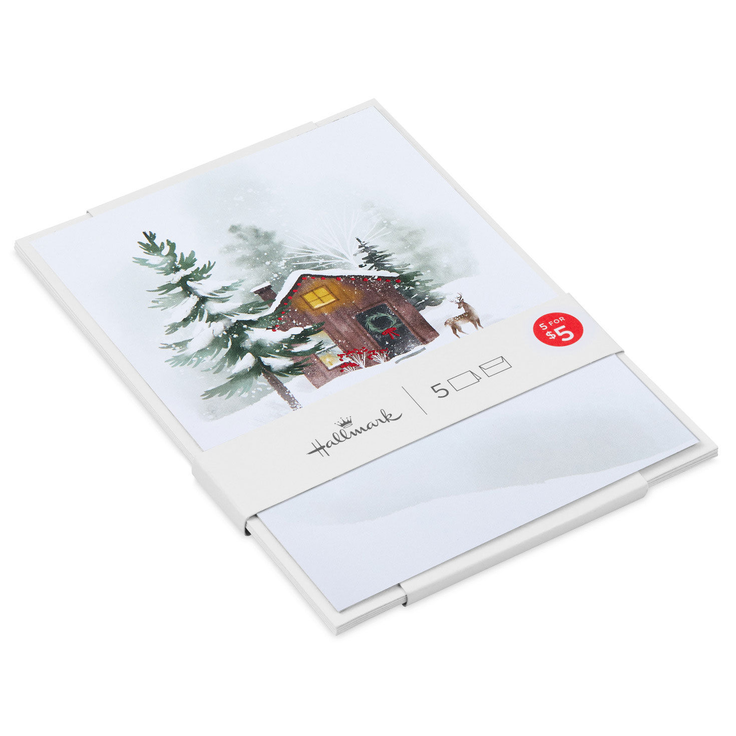 Snowy Cabin and Deer Packaged Christmas Cards, Set of 5 for only USD 5.00 | Hallmark