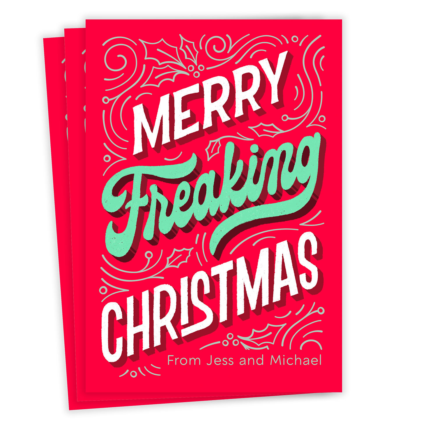 Merry Freaking Christmas Funny Flat Christmas Photo Card