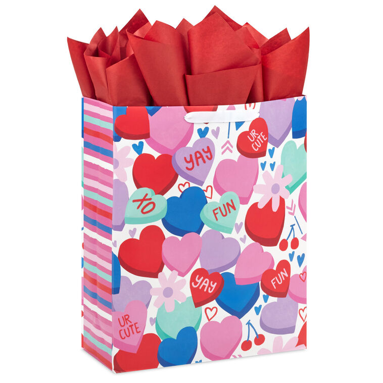 15.5" Candy Hearts Extra-Large Valentine's Day Gift Bag With Tissue Paper