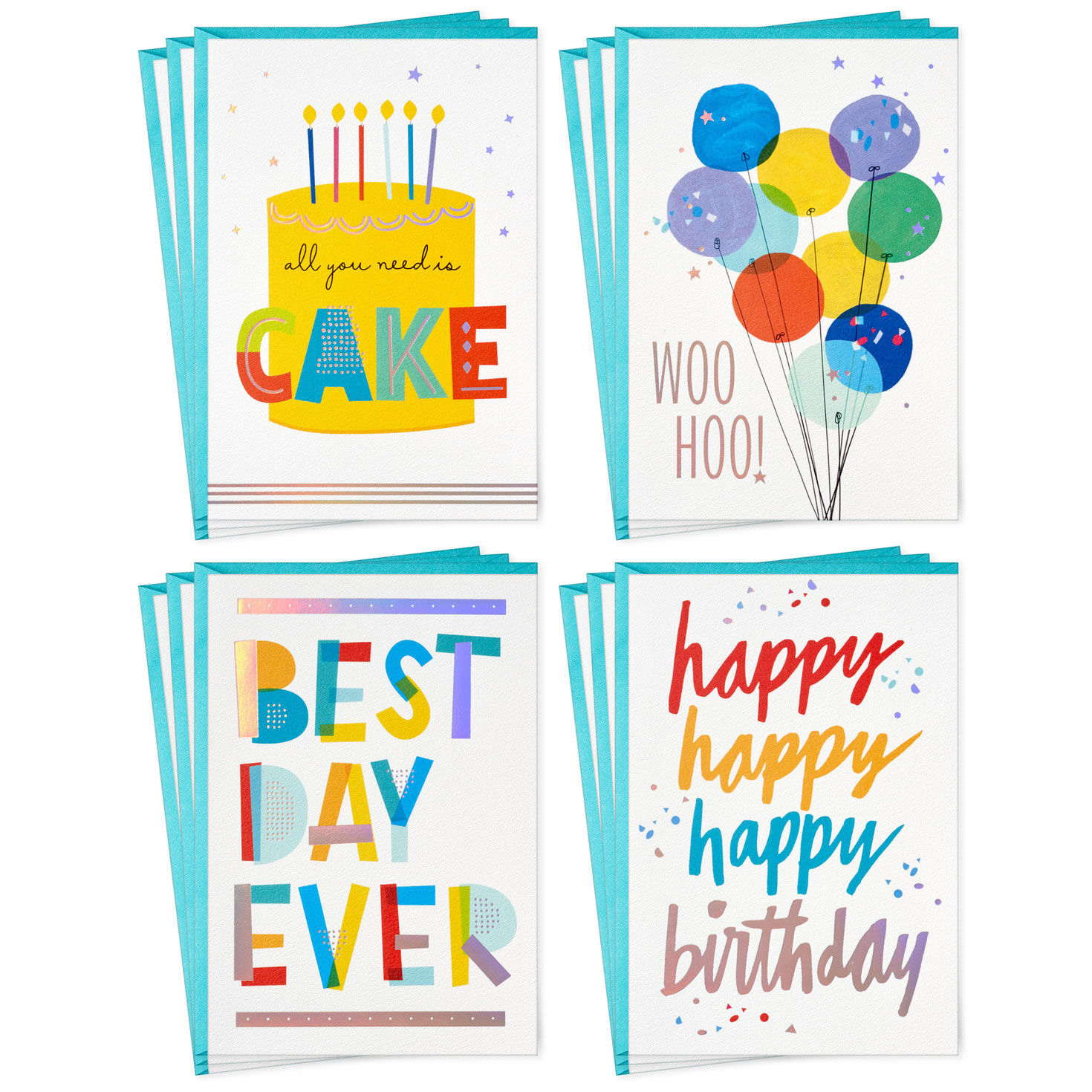 Colorful Collage Assorted Blank Birthday Cards, Pack of 12 - Boxed ...