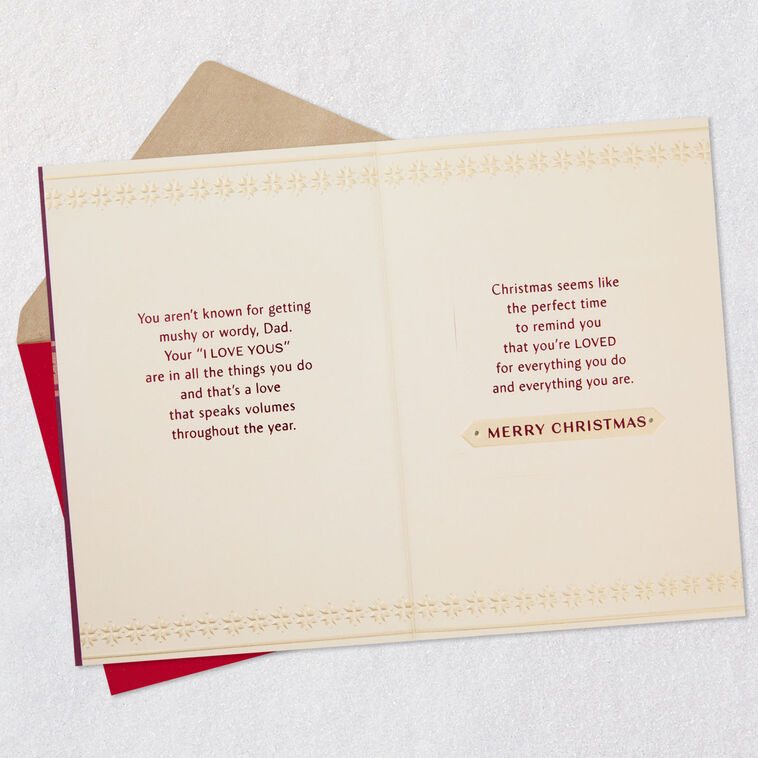 Red and Green Holiday Icons Dad Christmas Card Open card with envelope image number 4