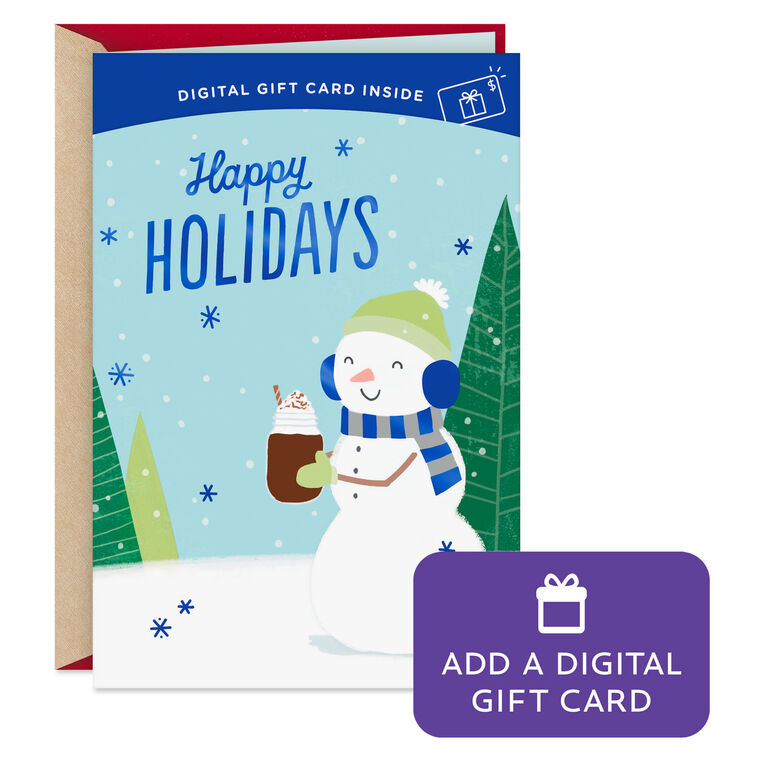Happy Holidays Smiling Snowman Gift Card Greeting Holiday Card
