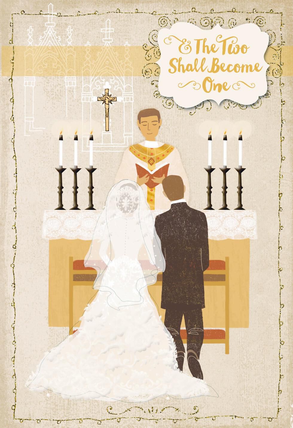 Two Become One Religious Wedding Card
