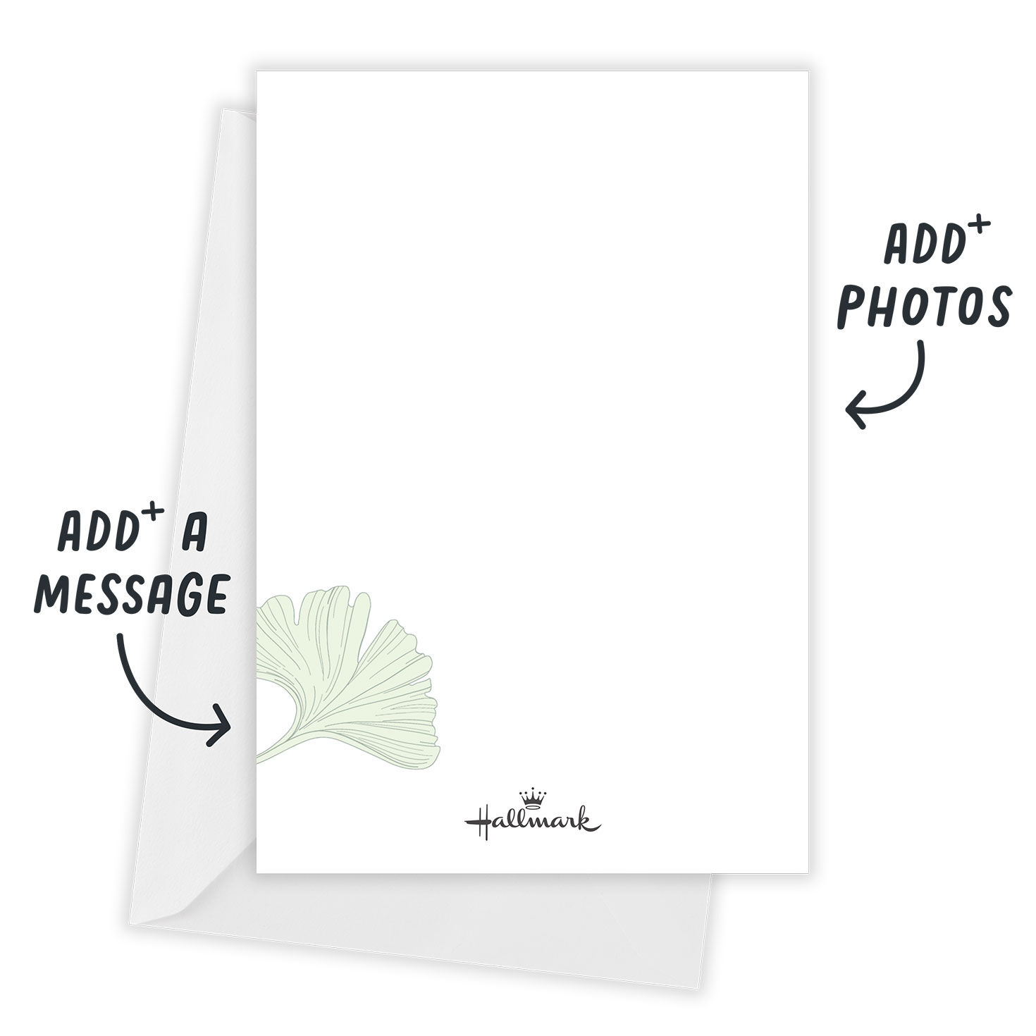 Ginkgo Leaves Photo Personalized Save the Date Card Card back with Envelope indicating personalization image number 3