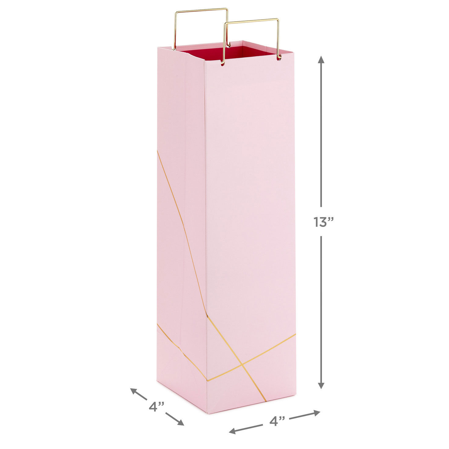Pink Wine Bag With Lines of Gold measurement image number 2