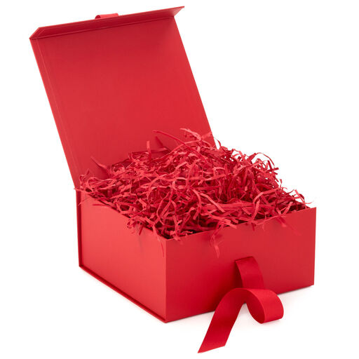 Red 8x4 Large Gift Box With Shredded Paper Filler, 