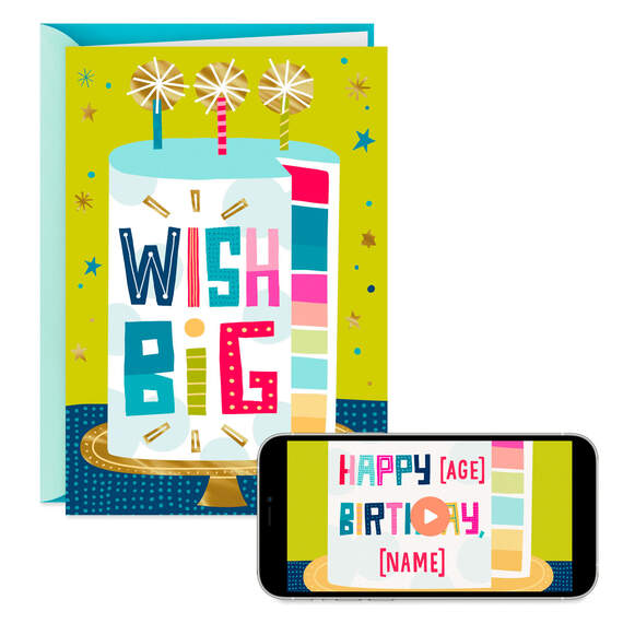 Wish Big Cake Video Greeting Birthday Card, , large image number 1