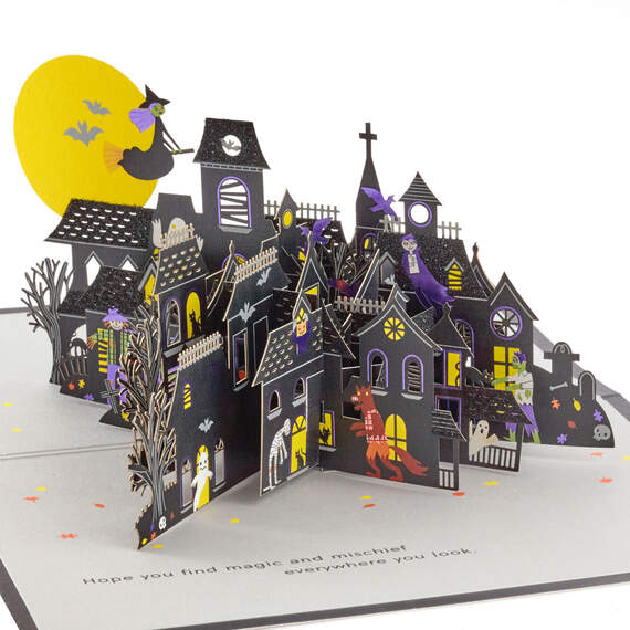 Happy Halloween Haunted Village 3D Pop-Up Halloween Card, , large image number 1