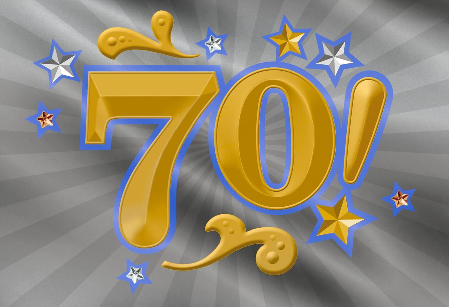Vibrant Gold and Silver 70th Birthday Card