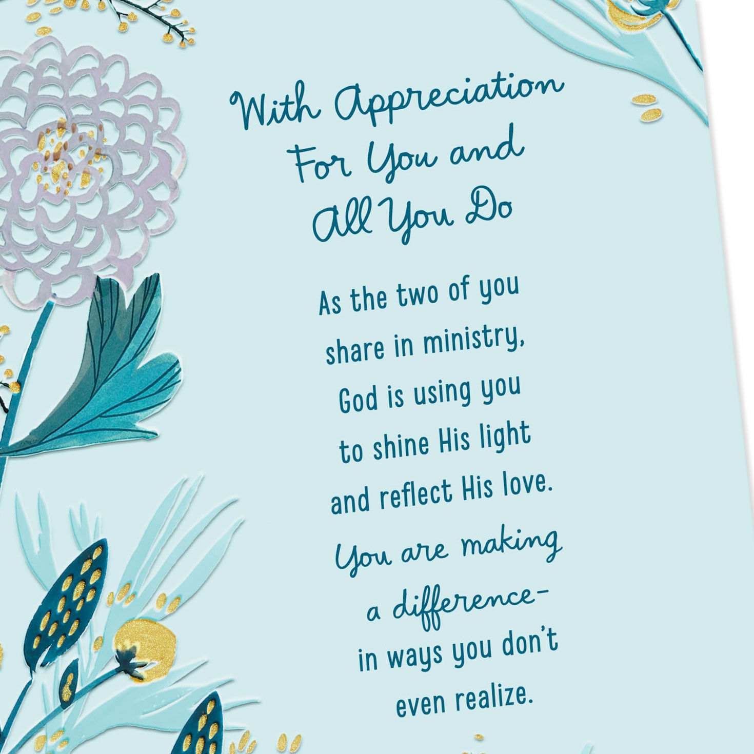 Flowers on Blue Clergy Appreciation Card for Both Card Front Detail image number 5