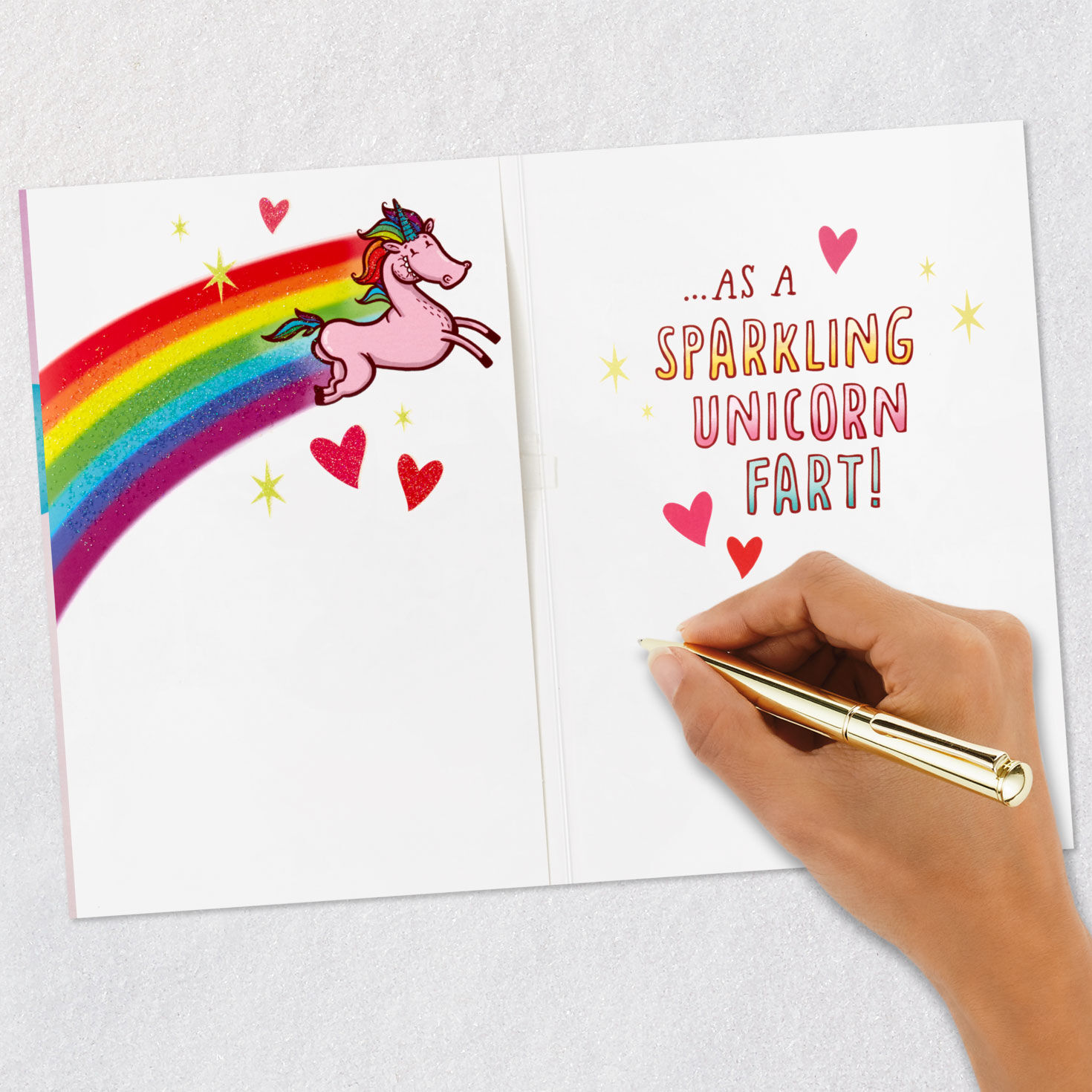 Unicorn Fart Funny Valentine's Day Card With Sound signing card image number 6