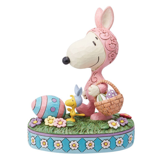 Jim Shore Peanuts Snoopy and Woodstock Easter Bunny Figurine, 6", 