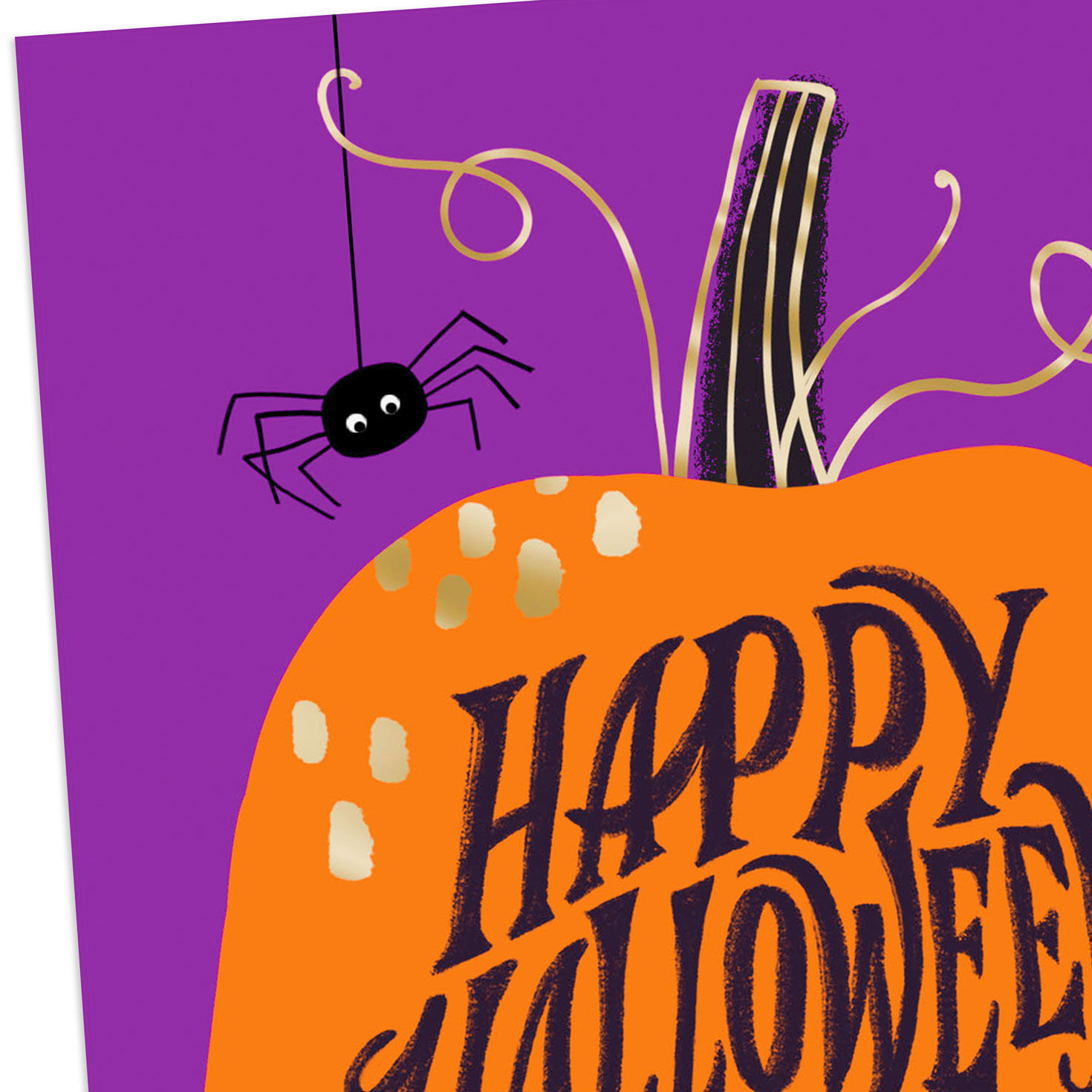 Spider on Pumpkin Happy Halloween Card Card Front Detail image number 4