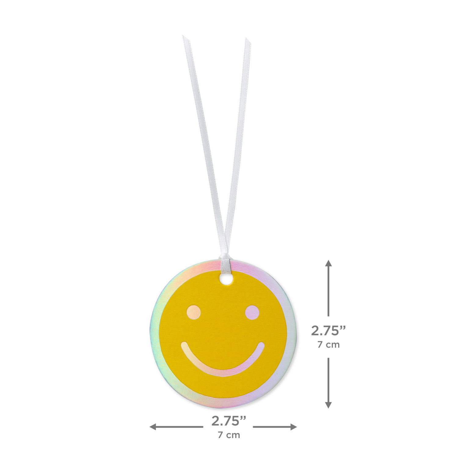 Yellow Smiley Face Single Round Gift Tag measurement image number 3