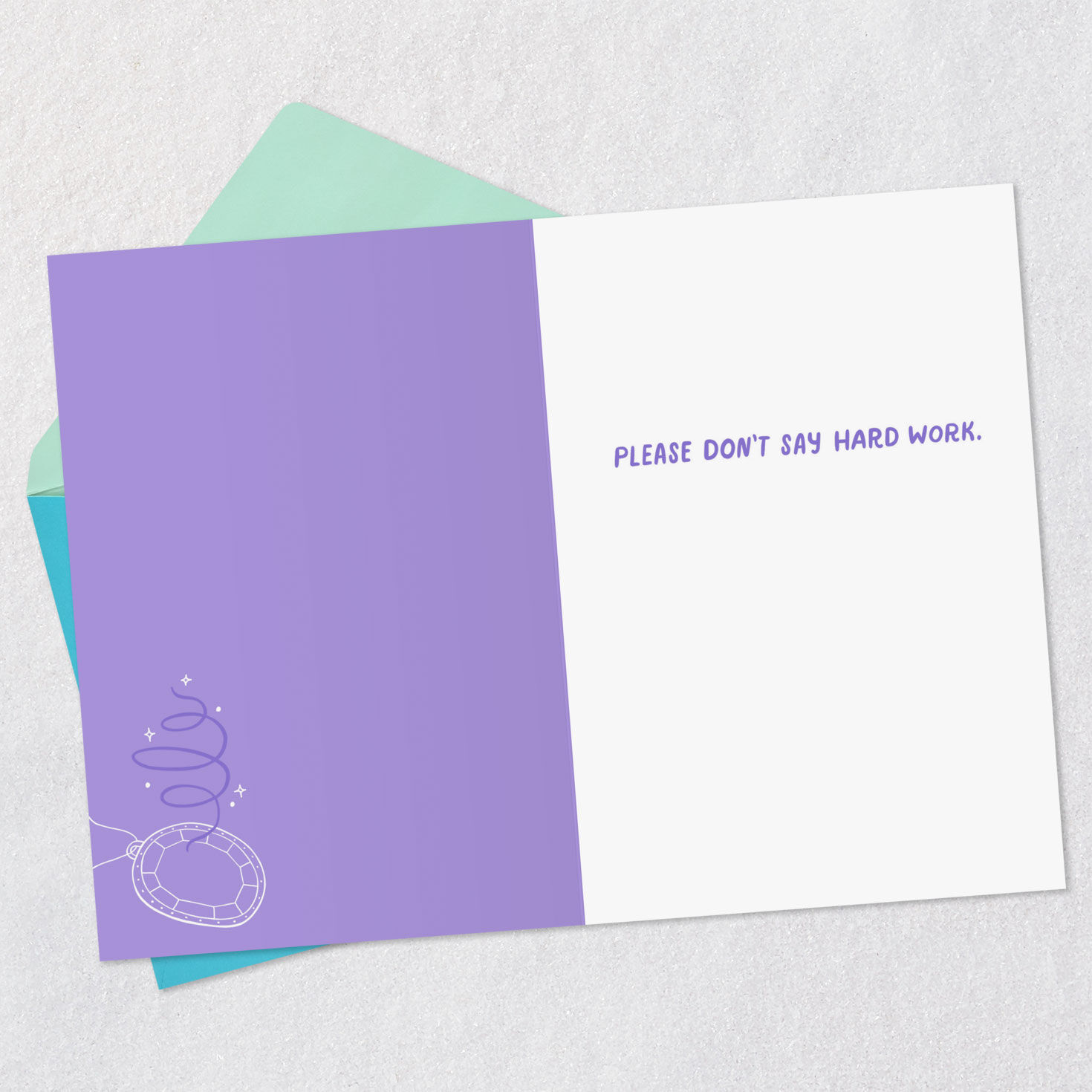 Purple Amulet Funny Congratulations Card Open card with envelope image number 3