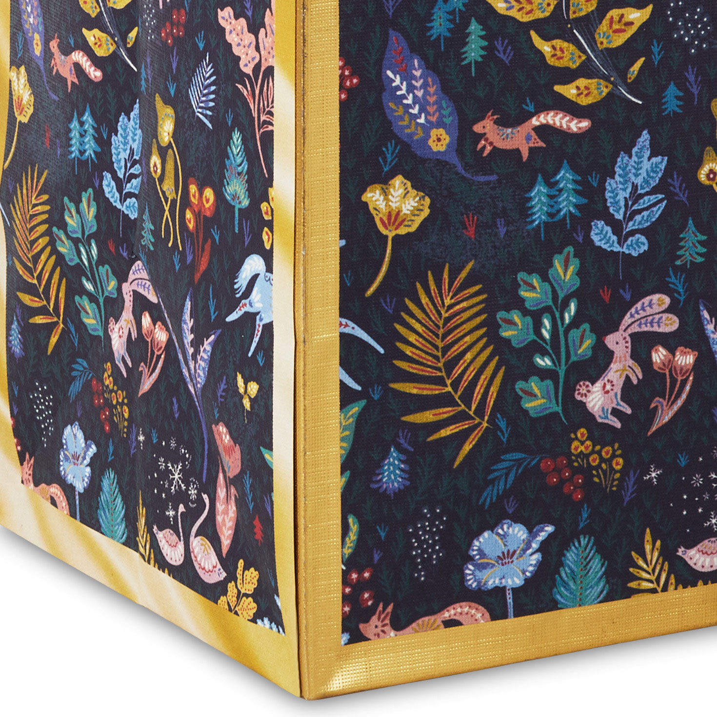 Colorful Holiday Toile on Navy Medium Gift Bag Base/Side Detail image number 5