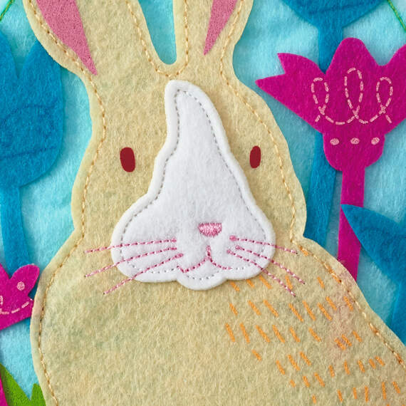 Felt Bunny and Flowers Egg-Shaped Musical Easter Card, , large image number 4