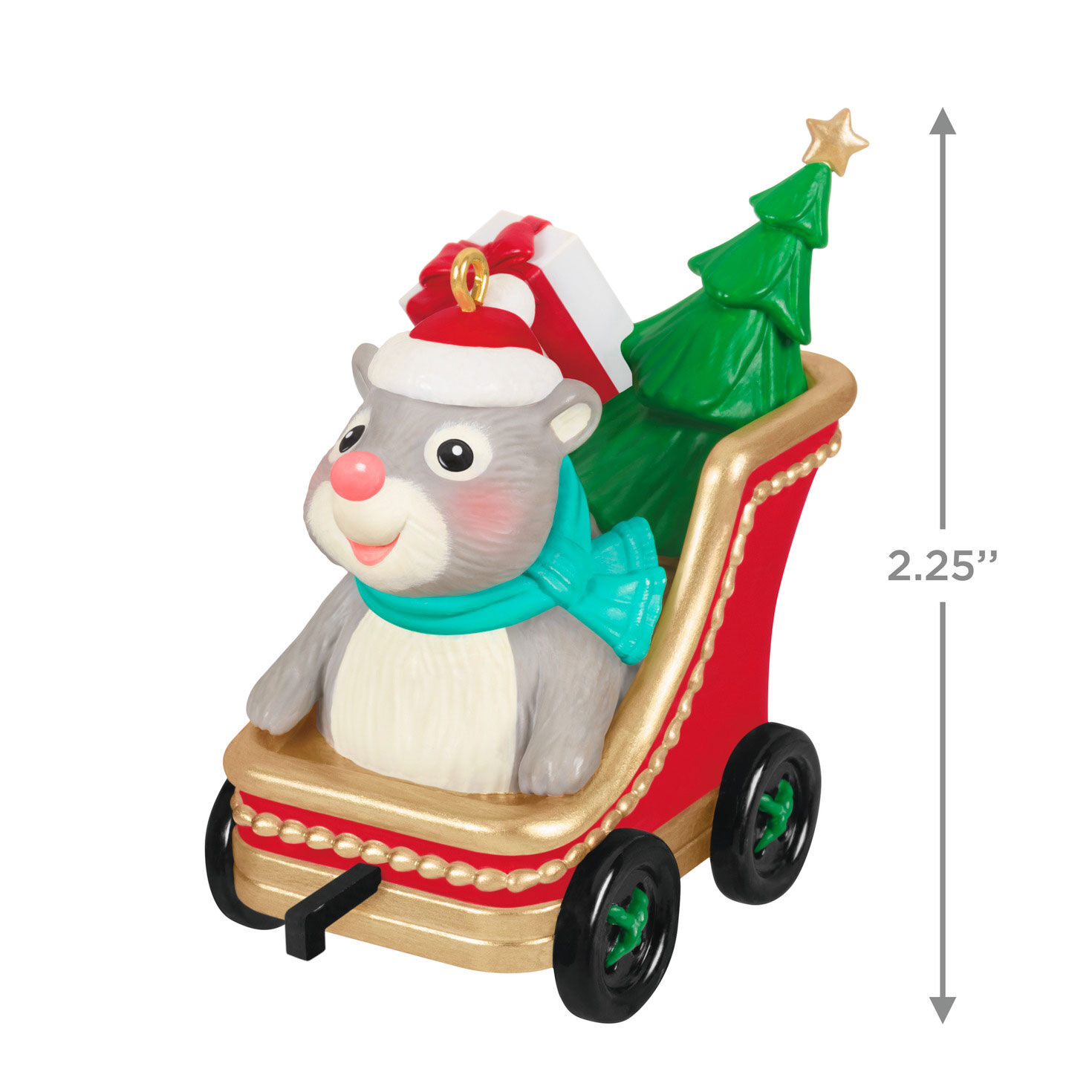 Hamster in Sleigh With Tree Keepsake Ornament measurement image number 3