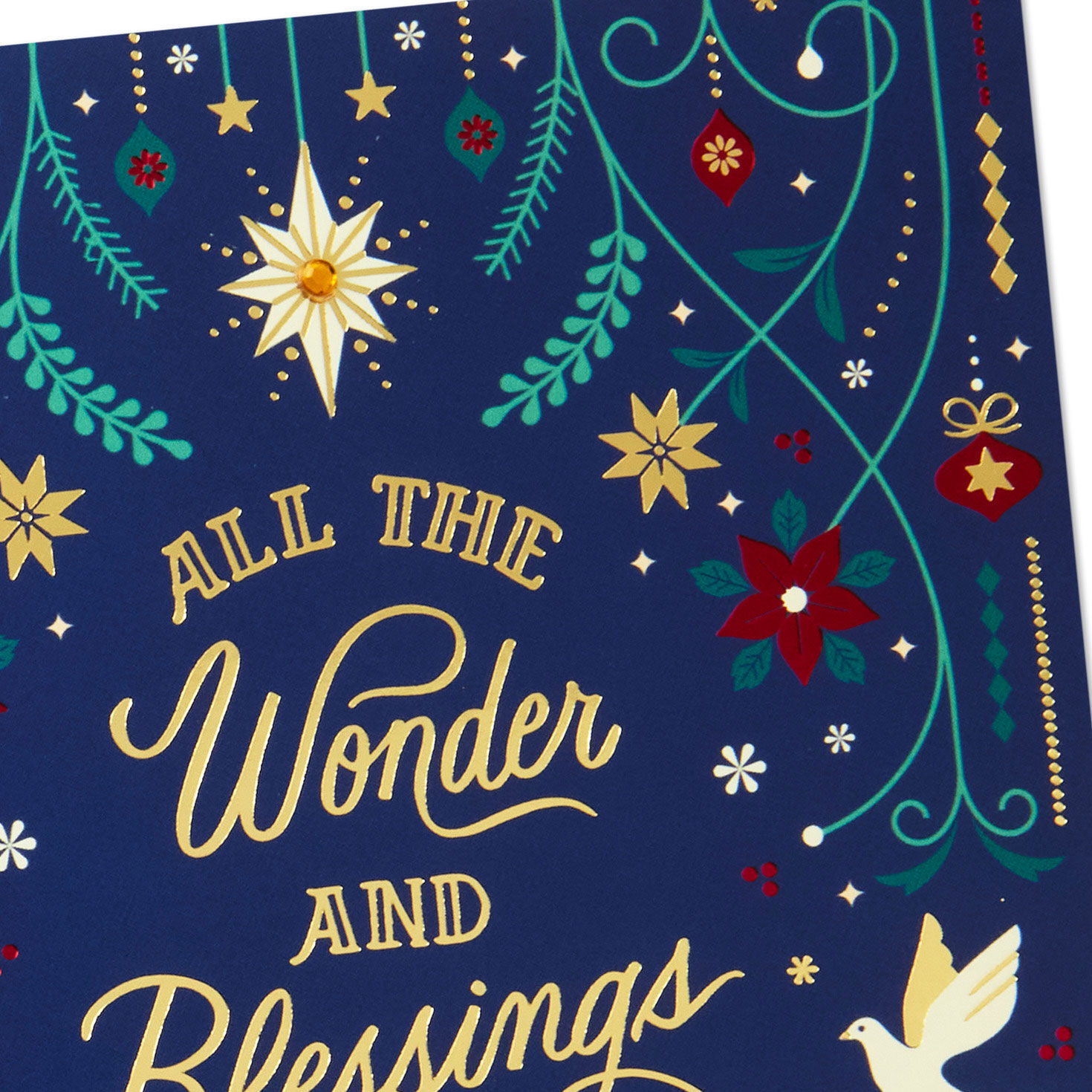 Folk Art on Blue Boxed Christmas Cards Cover Detail image number 5