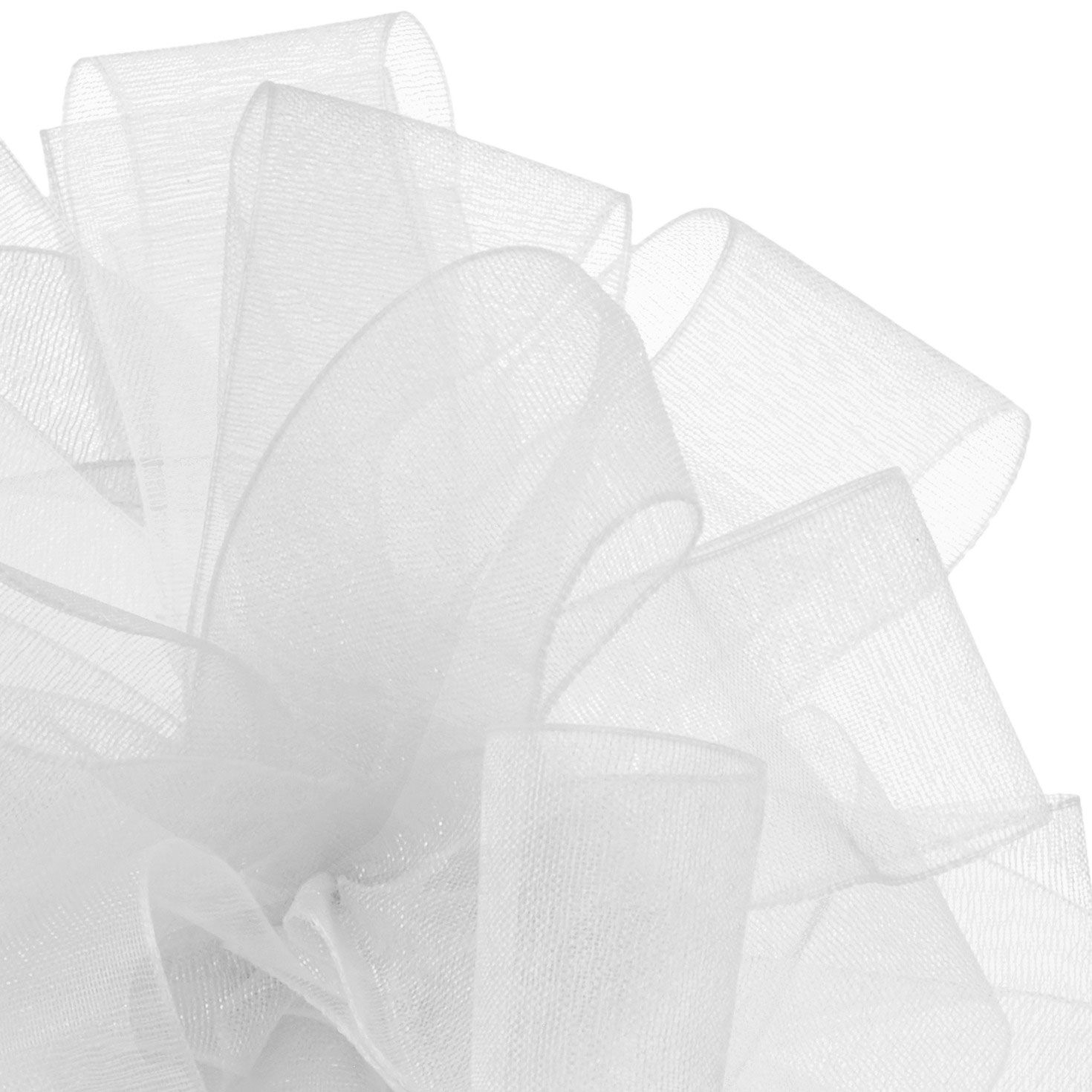 4.6" White Sheer Ribbon Gift Bow, , large image number 4
