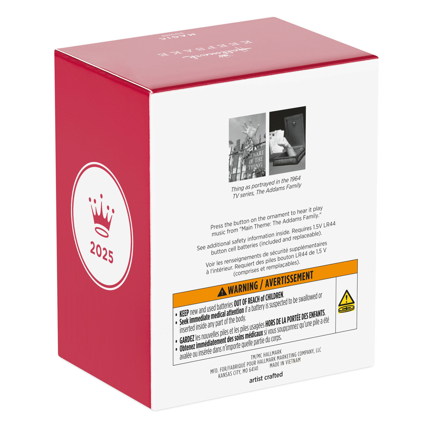 The Addams Family Thing Keepsake Ornament Package Back image number 8