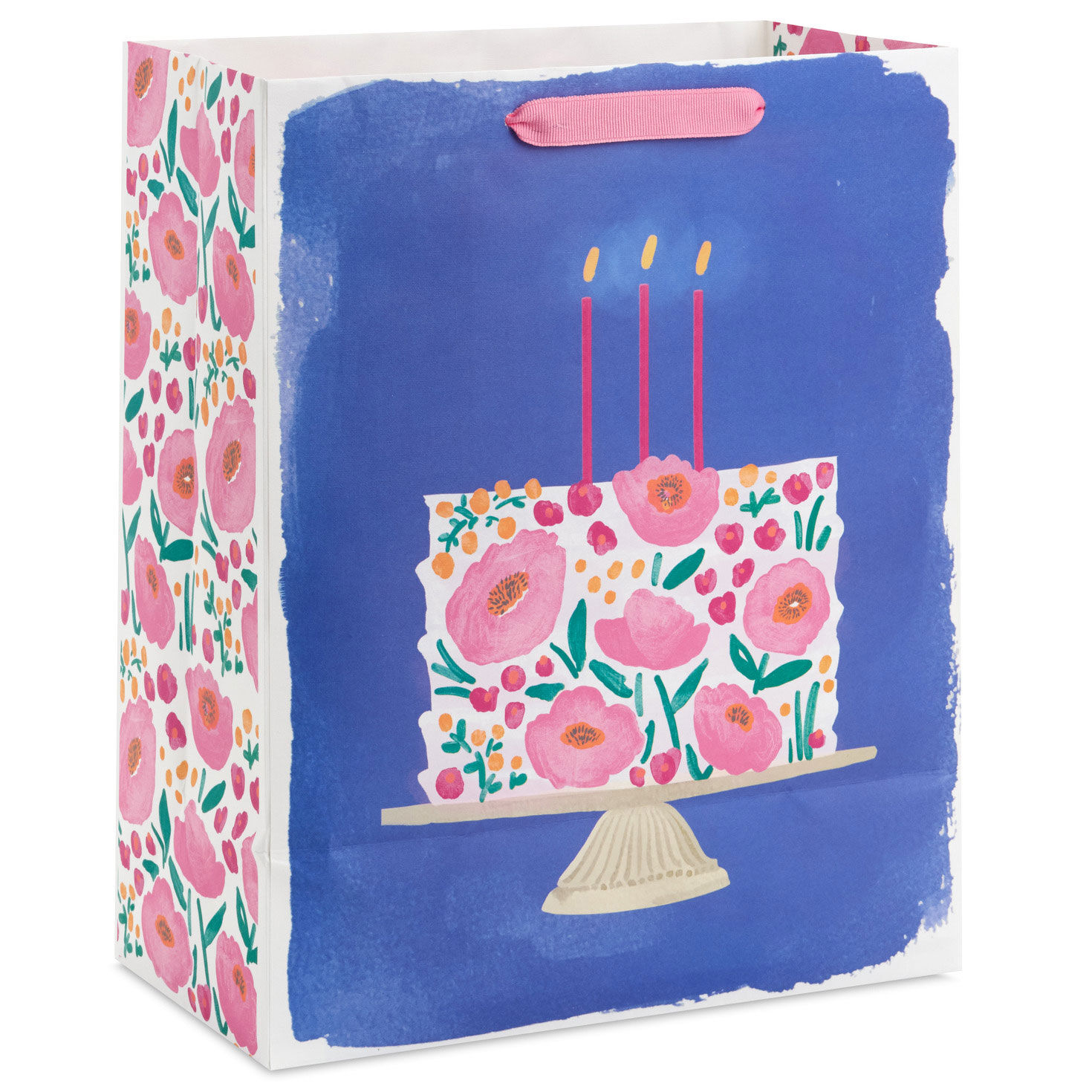 13" Floral Cake on Blue Large Birthday Gift Bag for only USD 4.99 | Hallmark